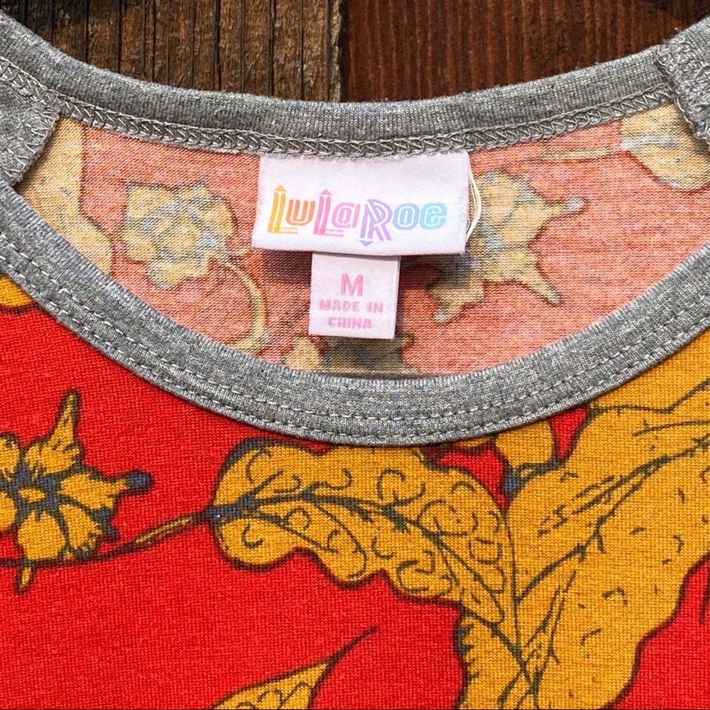Red floral Lularoe Randy - Picture 3 of 5